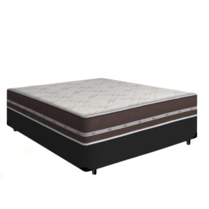 Colchão Casal Classic Superlastic Marrom + Base Box Simples Avalon Preto – ANJOS + AVALON