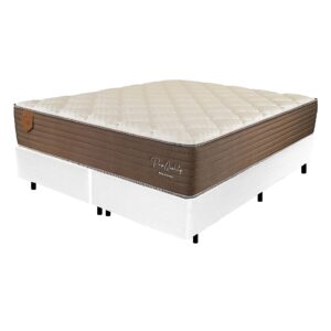 Colchão Queen Pro Quality C D28 + Base Box Simples Corino Branco – PRORELAX + ALTO NÍVEL CAMAS E COLCHÕES