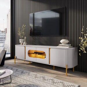 Rack até 75" Juquehy Off White/Naturale - BECHARA