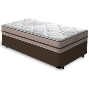 Colchão Solteiro Classic Ensacadas Bege + Base Box Simples Avalon Marrom – ANJOS + AVALON