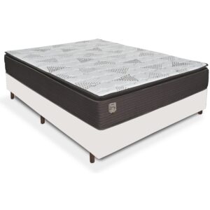 Colchão Casal Ravena D26 + Base Box Casal Simples Corino Branco – UMAFLEX + ALTO NÍVEL CAMAS E COLCHÕES
