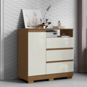 Cômoda 3 Gavetas com Sapateira e Nicho Atacama/Off White - ARAMÓVEIS