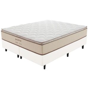 Colchão Queen Bali + Base Box Simples Avalon Corino Branco – PRORELAX + AVALON COLCHÕES