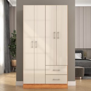 Guarda-Roupa 4 Portas Panamá 4002 0,90 m Cinamono/Off White – FELLICCI