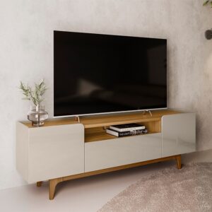 Rack até 75" Orlando Tauari/Off White Brilho - LINEA BRASIL