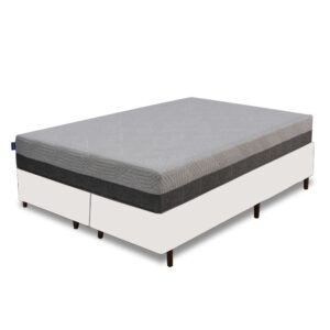 Colchão Queen D28/D40 Fit Visco + Base Box Simples Avalon Corino Branco – UMAFLEX + AVALON COLCHÕES