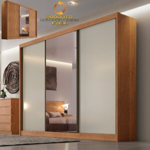 Guarda-Roupa Diamond Plus (1 porta espelhada) 2,414 m Cumarú/Fendi/Cumarú - NOVO HORIZONTE