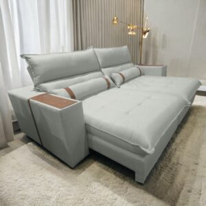 Sofá Retrátil e Reclinável Ravello 2,50 m Linho Gelo 07 - INNOVE ESTOFADOS