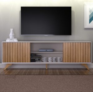 Bancada até 65" Manaus Off White/Cinamono - VALDEMÓVEIS