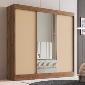 Guarda-Roupa 3 Portas Michigan 89333 2,30 m Castanho/Nude – DORIPEL