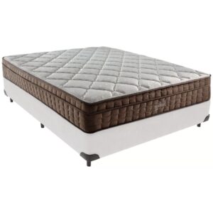 Colchão Casal Star One D28/AG D70 + Base Box Simples Corino Branco – ANJOS COLCHÕES + ALTO NÍVEL CAMAS E COLCHÕES