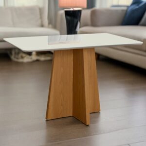 Mesa Dasala 120 Canto Reto Imbuia Mel/Off White - CARVALHO DECOR
