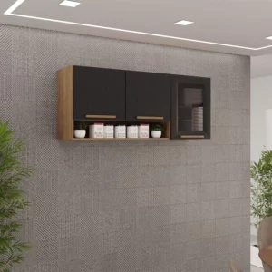 Armário Aereo 3 Portas Reflecta New Valencia Salleto Cinamomo Cinamomo/Grafite