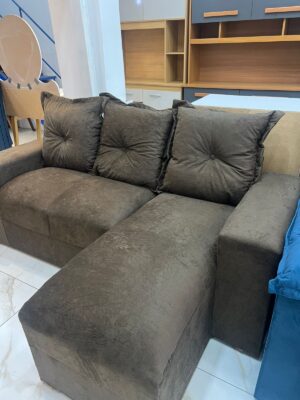 Estofado Lucas 2Lgs com Chaise Suede Marrom